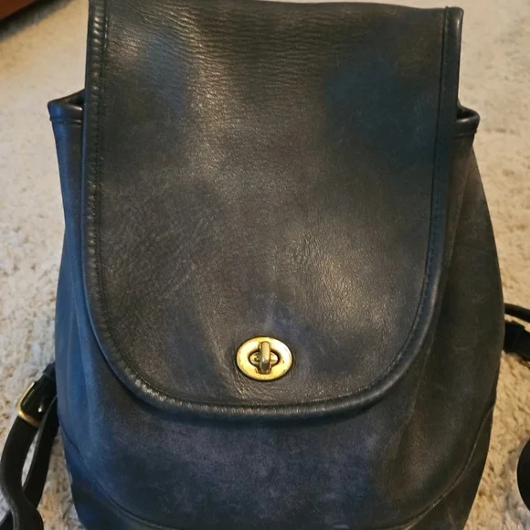 Vintage Coach Black Leather Backpack - Picture 2 of 7